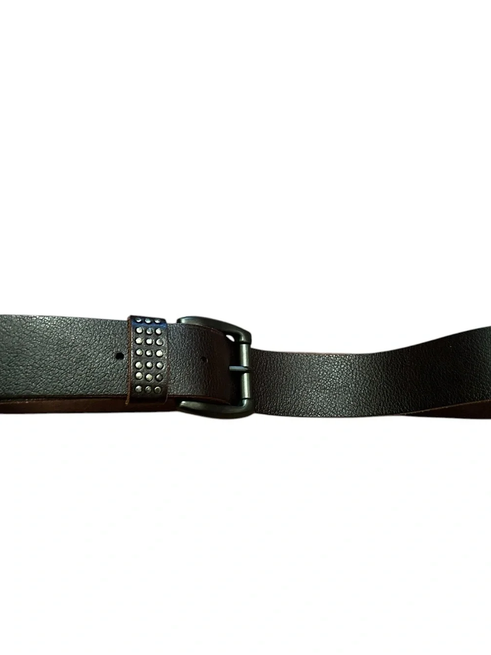 Men's Fossil Dark Brown Leather Belt with Studded Keeper Size 90/36
